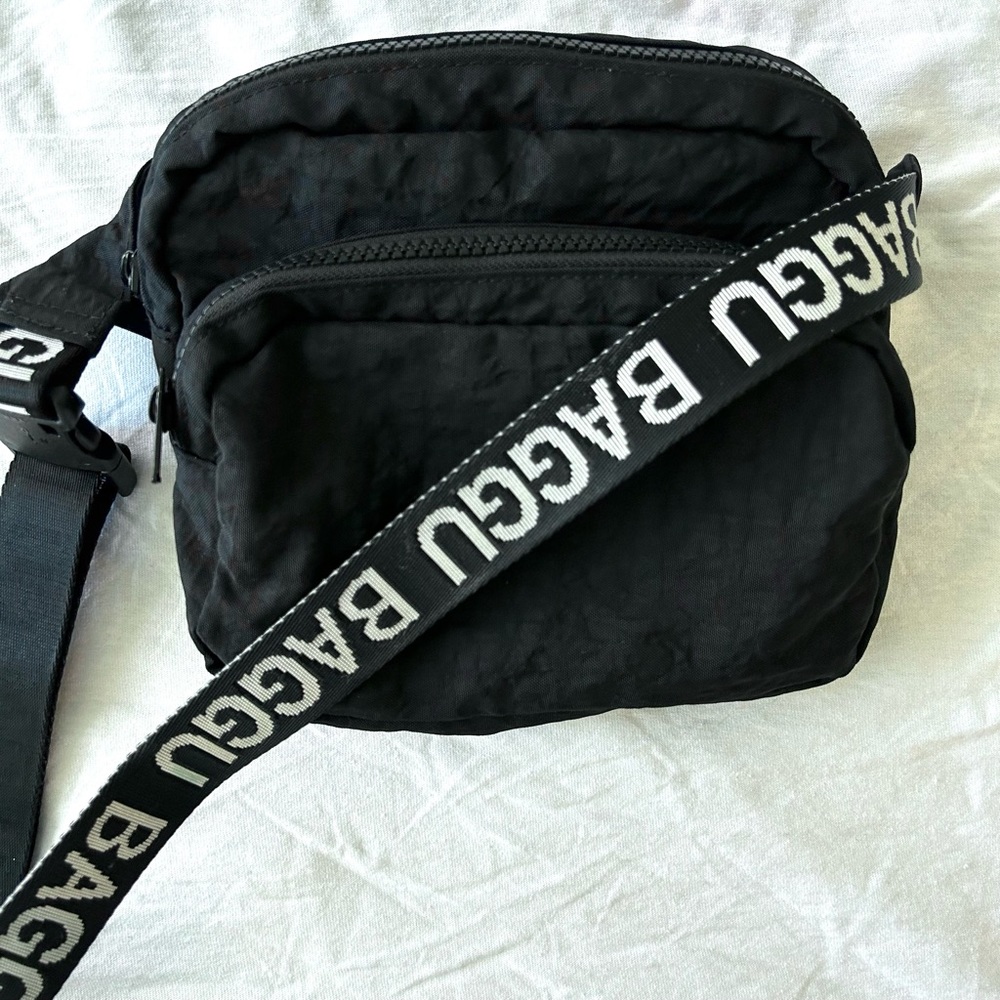 Rare Black Baggu Fanny Pack (white logo OG)